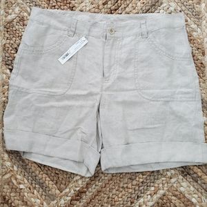WHITE + WARREN CASUAL LINEN SHORTS WITH POCKETS SIZE 10
